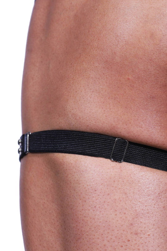 Anillos de cuero vegano para piernas - Negro