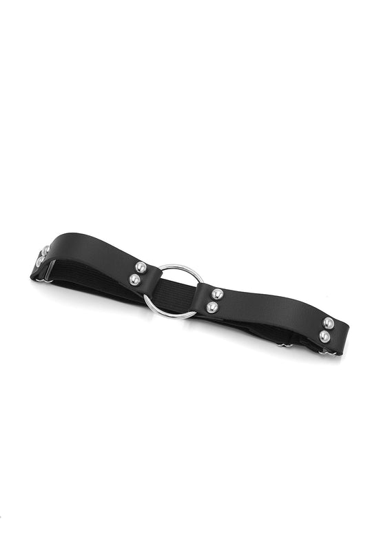 Anillos de cuero vegano para piernas - Negro
