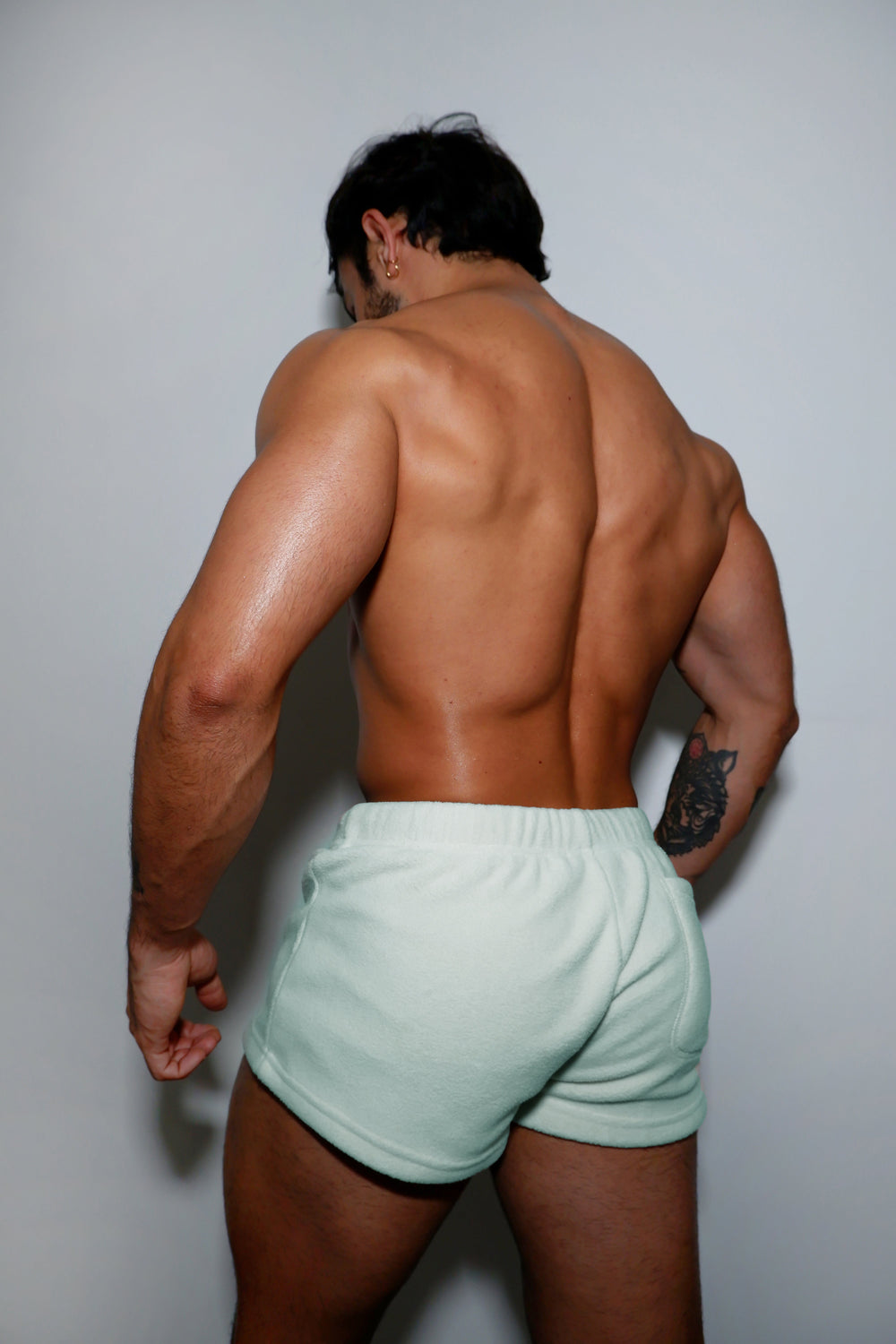 Pantalones cortos de felpa de lujo de 5 cm - Pistacho claro