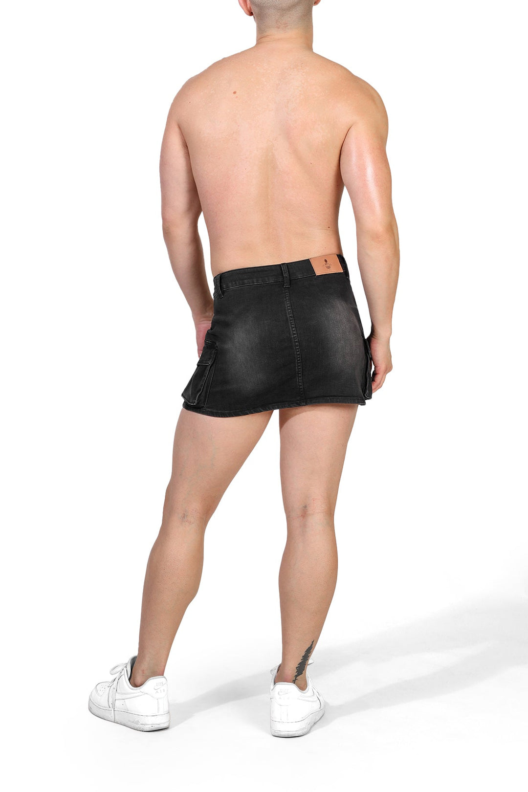 Falda vaquera cargo para hombre - Negro descolorido