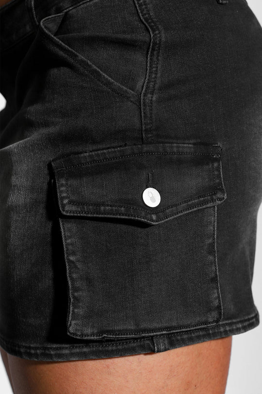 Falda vaquera cargo para hombre - Negro descolorido