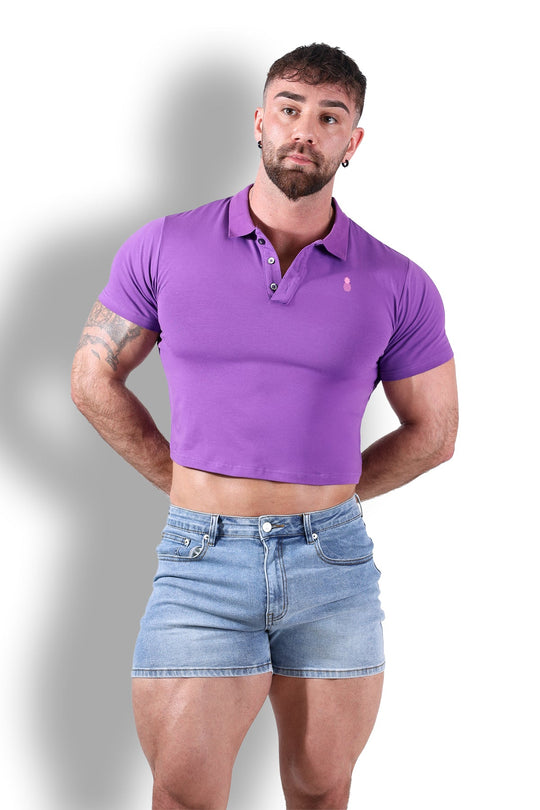 Top corto tipo polo ajustado - Morado