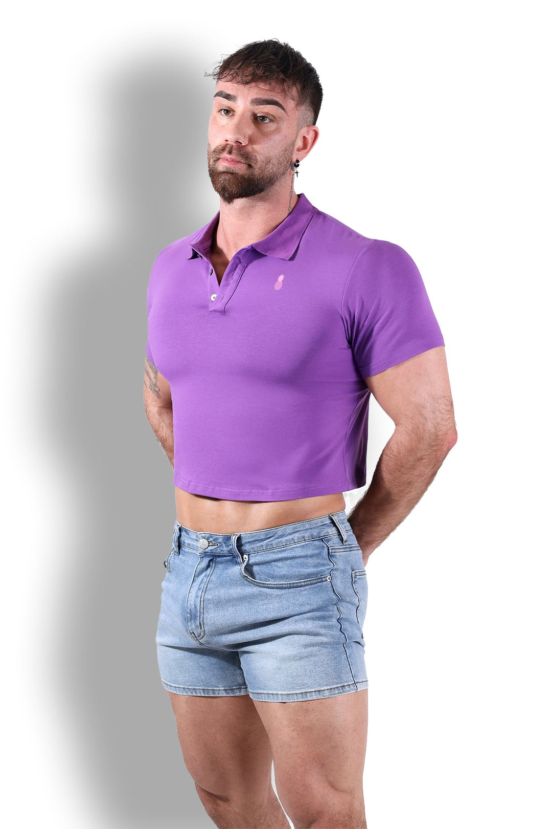 Top corto tipo polo ajustado - Morado